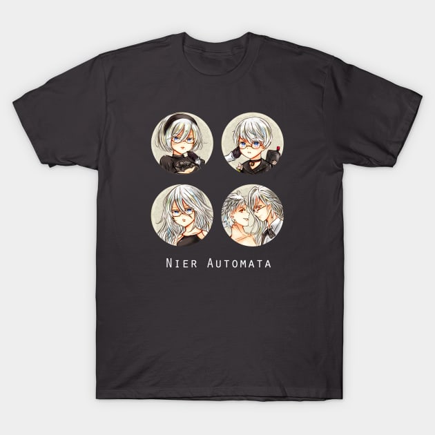 Nier Automata Glasses T-Shirt by candypiggy